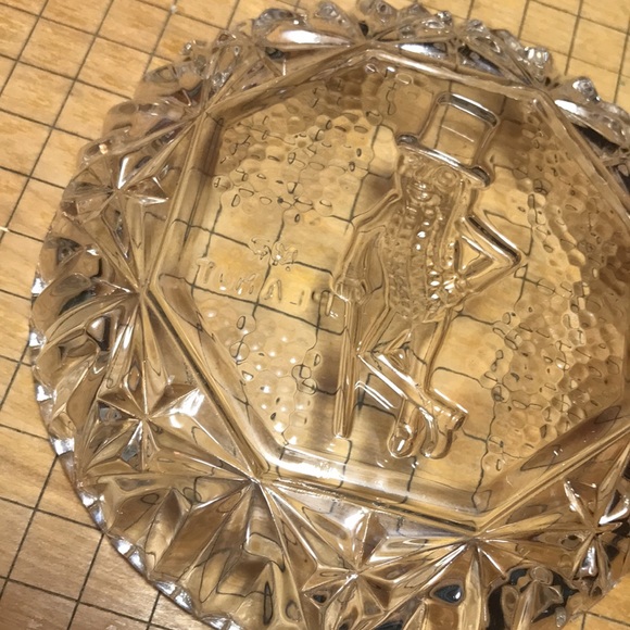 Mr Peanut Clear Glass Shallow Nut Snack Dish Character Silhouette Cut Glass Look - Picture 10 of 13